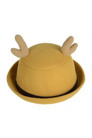 Women Candy Color Belt Buckle Curling Antlers Dome Wool Hat