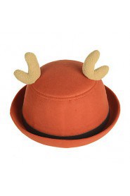 Women Candy Color Belt Buckle Curling Antlers Dome Wool Hat