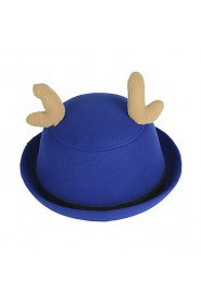 Women Candy Color Belt Buckle Curling Antlers Dome Wool Hat