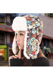 Women Thick Winter Outdoor Snow Warm Hat Ear Protection Cartoon Printing Lei Feng Hat