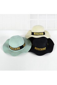 Women Letters Printed Wide-brimmed Straw Hat Dome Beach Casual Hat