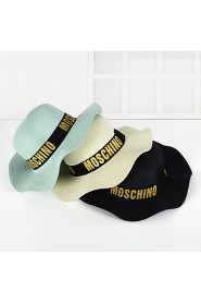 Women Letters Printed Wide-brimmed Straw Hat Dome Beach Casual Hat