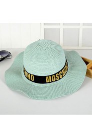 Women Letters Printed Wide-brimmed Straw Hat Dome Beach Casual Hat