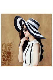 Black And White Keys Straw Ladies Big brim Cap Outdoor/Cas Straw Hat