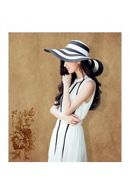 Black And White Keys Straw Ladies Big brim Cap Outdoor/Cas Straw Hat