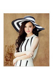 Black And White Keys Straw Ladies Big brim Cap Outdoor/Cas Straw Hat