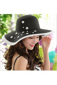 Women Vintage/Casual Summer Foldable Travelling Linen/Straw Floppy Sun Hat