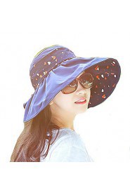 Women Summer Solid Ribbon Floppy Bowknot Middle Brim Foldable Sun Hat