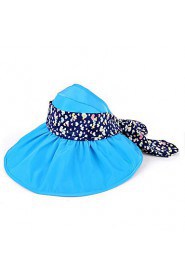 Women Summer Solid Ribbon Floppy Bowknot Middle Brim Foldable Sun Hat