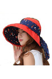 Women Summer Solid Ribbon Floppy Bowknot Middle Brim Foldable Sun Hat