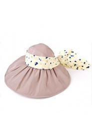 Women Summer Solid Floppy Bowknot Middle Brim Foldable Straw Sun Hat