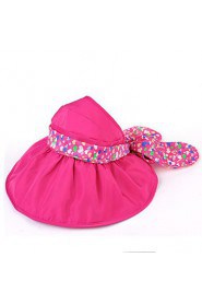 Women Summer Solid Floppy Bowknot Middle Brim Foldable Straw Sun Hat