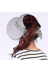 Women Summer Solid Straw Clothes Patchwork Middle Brim Foldable Straw Sun Hat