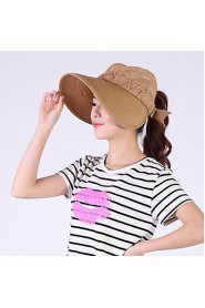 Women Summer Solid Straw Clothes Patchwork Middle Brim Foldable Straw Sun Hat