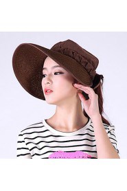 Women Summer Solid Straw Clothes Patchwork Middle Brim Foldable Straw Sun Hat