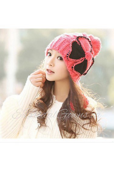 Lady Lovely Warm Wool Hat Big Ball Knitted Autumn And Winter Hat