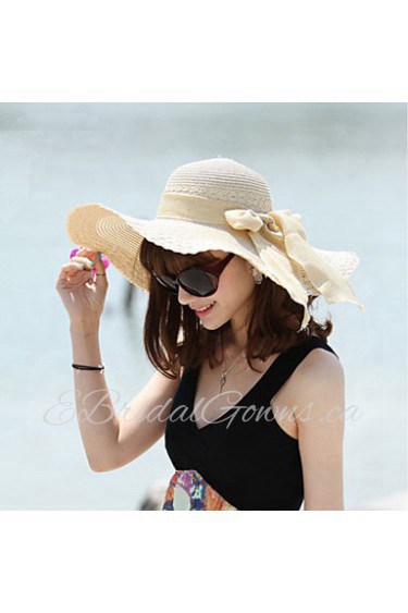 Women Wide Brim Straw Sun Hat , Casual Summer