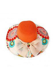 Women Canvas Floral Straw Wide Brim Foldable Straw Sun Hat