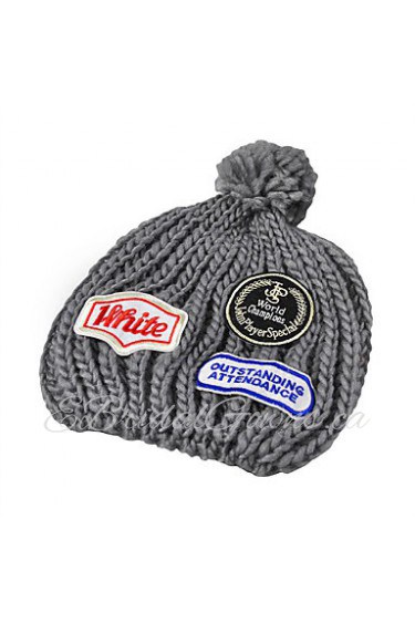 Plush Ball Cap Affixed Cloth Fashion Autumn And Winter Outdoor Warm Knit Hat