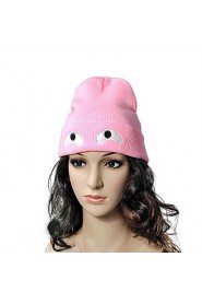 Fashion Wool Eyes Decorated Female Knitted Warm Ear Protection Cap