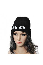 Fashion Wool Eyes Decorated Female Knitted Warm Ear Protection Cap