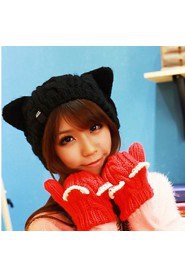 Cute Girls Braided Hair Angle of Small Demon cat Ear Protection Ear Caps