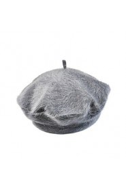 Fashion Pure Color Rabbit Fur Beret Princess Female Models Hat