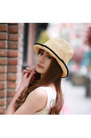 Women Straw Solid Fedora Hat,Cute/ Party/ Casual Spring/ Summer/ Fall