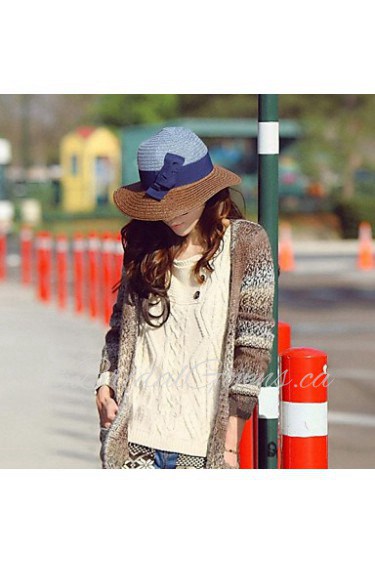 Women's Color Blocking Bow Summer Beach Straw Hat (More Colors)