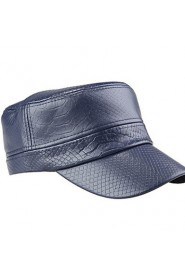 Women PU Pure Color Shiny Flat Cap