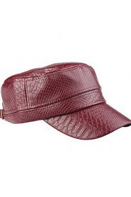 Women PU Pure Color Shiny Flat Cap