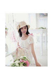 Women Vintage/Casual Summer Cotton Blend/Linen/Straw Bucket Sun Hat