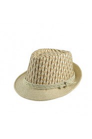 Men Vintage Casual England Plaid Jazz Hat Travel Straw