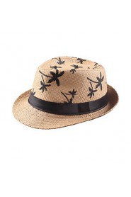 New Vintage Unisex Straw Panama Hat Contrast Color Print Summer Sun Beach Holiday Cap