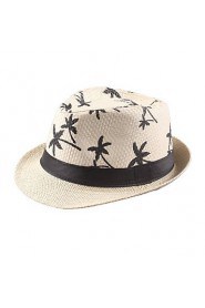 New Vintage Unisex Straw Panama Hat Contrast Color Print Summer Sun Beach Holiday Cap