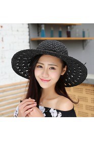 Fashion Women's Bohemia Sun Beach Hat Seaside Tourism Hollow Bow Hat