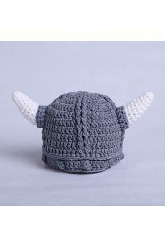 Men Knitwear Hand-knit Gray Wool Pirate Horns Hat