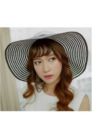 Women Vintage/Casual Summer Black and White Straw Straw Hat