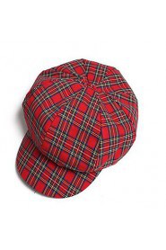 Retro British Style Sstitching Color Plaid Pattern Reported Bonnet Octagonal Cap