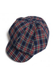 Retro British Style Sstitching Color Plaid Pattern Reported Bonnet Octagonal Cap