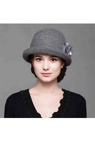 Fashion Women's Autumn And Winter Dome Bucket Solid Ccolor Cotton Flowers Hat