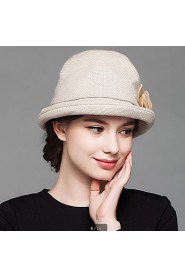 Fashion Women's Autumn And Winter Dome Bucket Solid Ccolor Cotton Flowers Hat