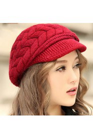 Fashion Winter Knitting Keep Solid Color Twist Warm Cap