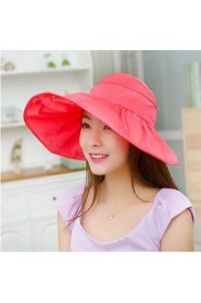 Women Summer Solid Ribbon Floppy Hats with Drawstring Large Brim Foldable Sun Hat