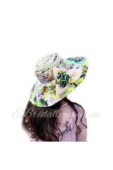 Women Summer Florals Print Multi Colors Ribbon Floppy Hats Large Brim Foldable Sun Hat