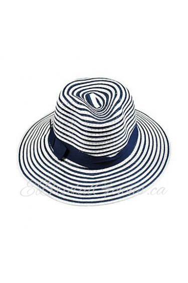 Beach Miss Blue And White Striped Bow Visor Hat