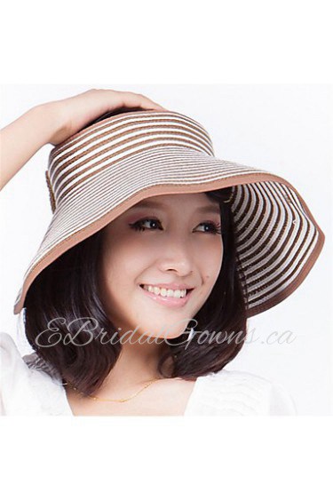 Beach Visor Stripe Empty Top Hat Portable Folding Bow Hat