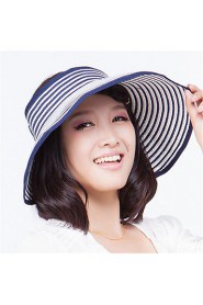 Beach Visor Stripe Empty Top Hat Portable Folding Bow Hat