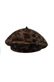 Cute Leopard Fur Beret Painter Warm Hat