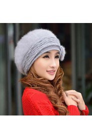 Women's Fashion Joker Flowers Rabbit Hair Beret Hat